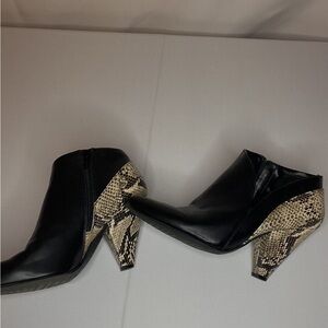 The Limited Black and Snake Print Ankle Boots